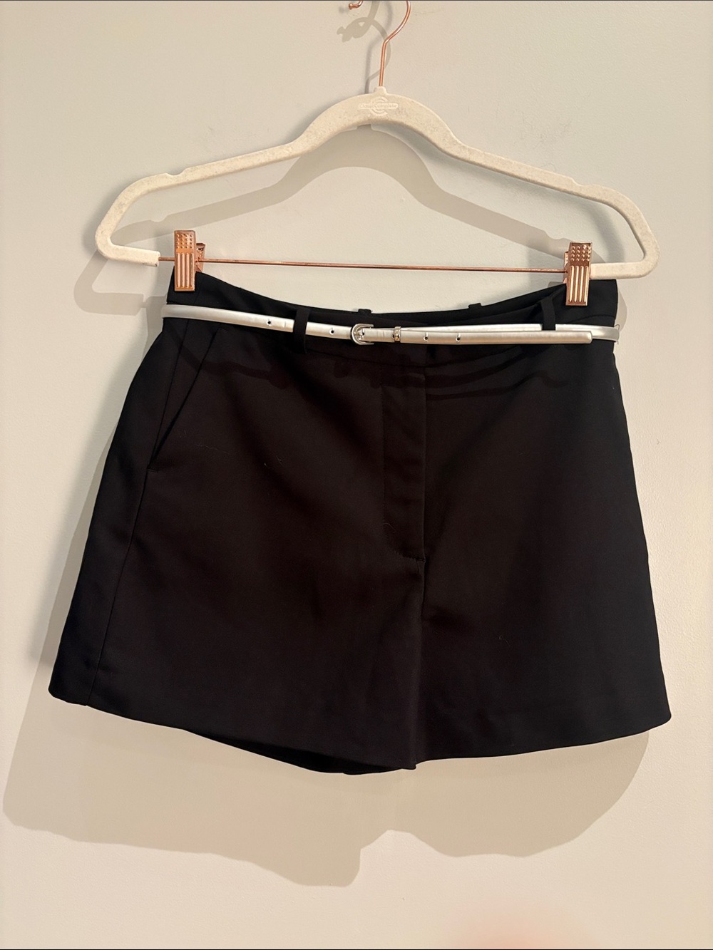 Zara Basic Black Tailored Belted Skort – Size M